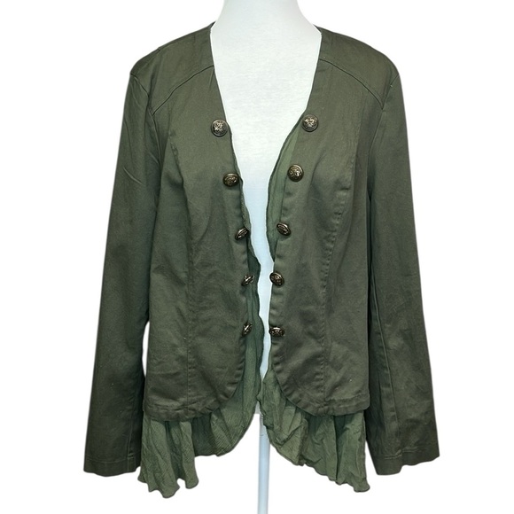 Torrid Peplum Military Jacket Green - Picture 2 of 7
